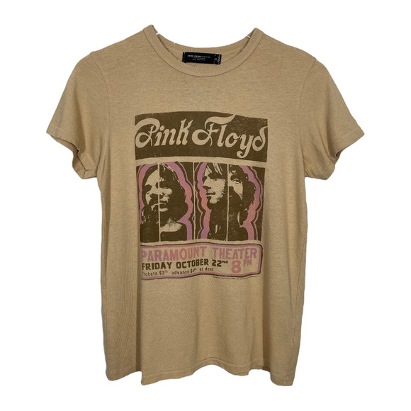 Junk Food Clothing Tops - Junk Food Pink Floyd Graphic Band Tee Medium Tan Retro Boho New Pink Distressed